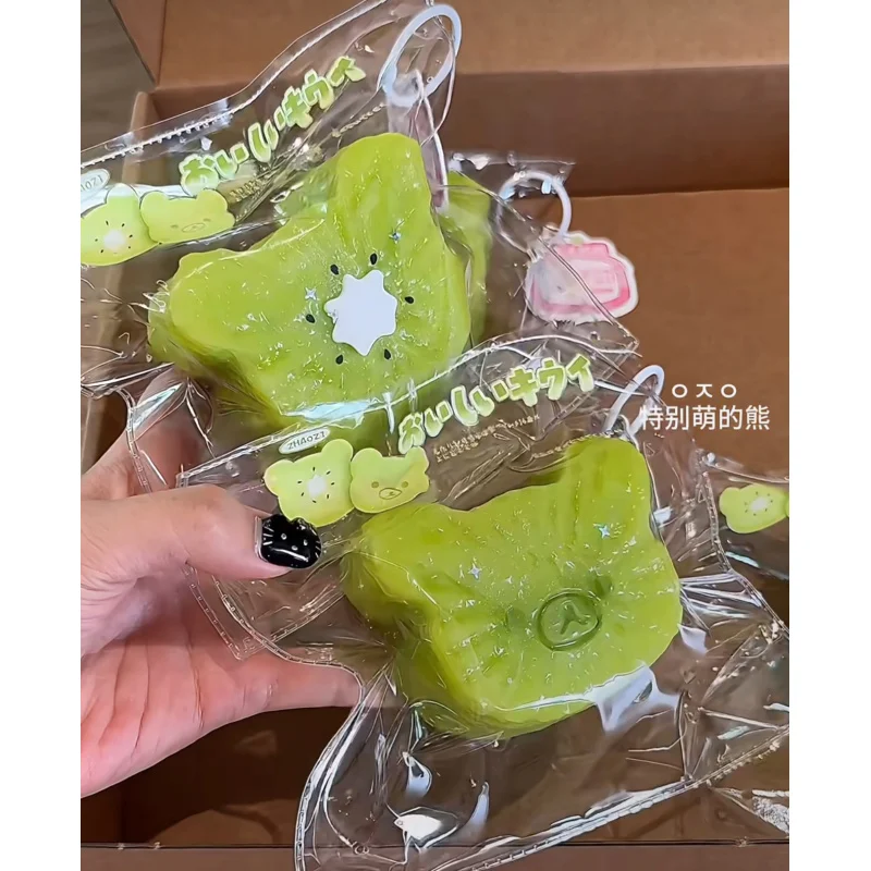 New YOGURT PUREE like texture! 1Pc Handmade Squishy - Kiwi Bear shaped to relieve stress - Food grade silicone