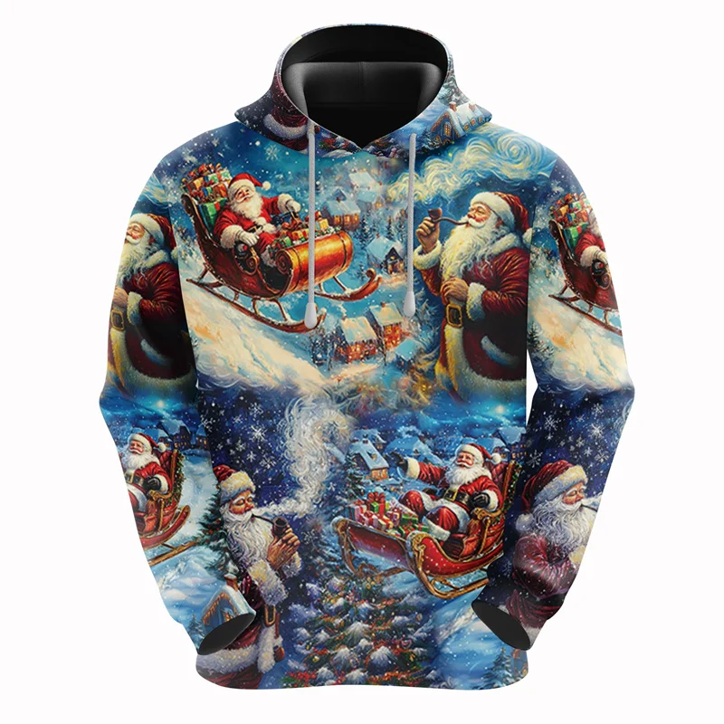 2025 Christmas Hoodies Santa Claus 3D Print Men Women New Hooded Sweatshirts Casual Unisex Hoody Pullover Kids Tops Clothing
