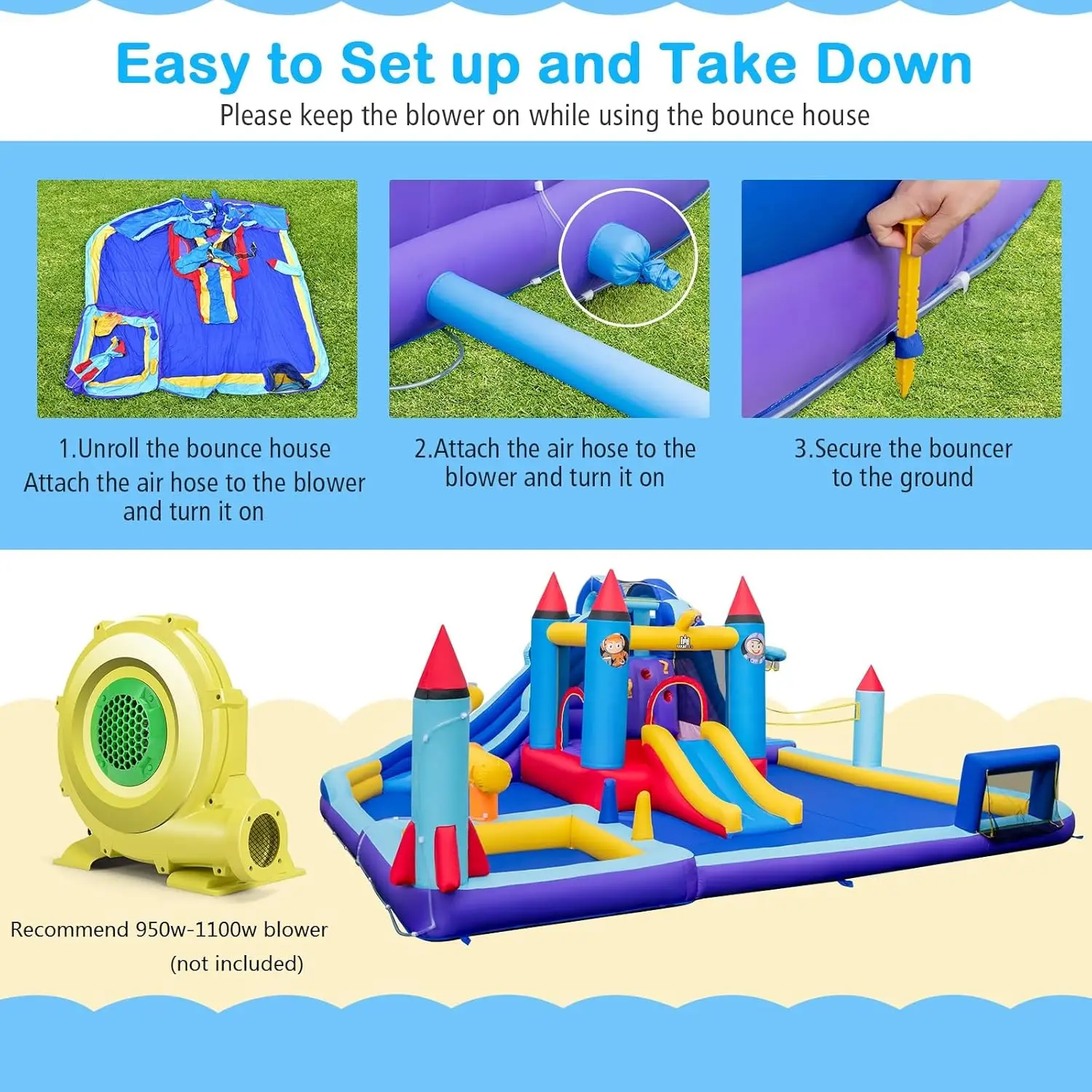 Nadmuchiwana zjeżdżalnia wodna, 18x16,5 stopy Mega Park zjeżdżalni z Bounce House z podwójnymi zjeżdżalniami do zabawy wyścigowej, ogromny basen plusk, zjeżdżalnie wodne