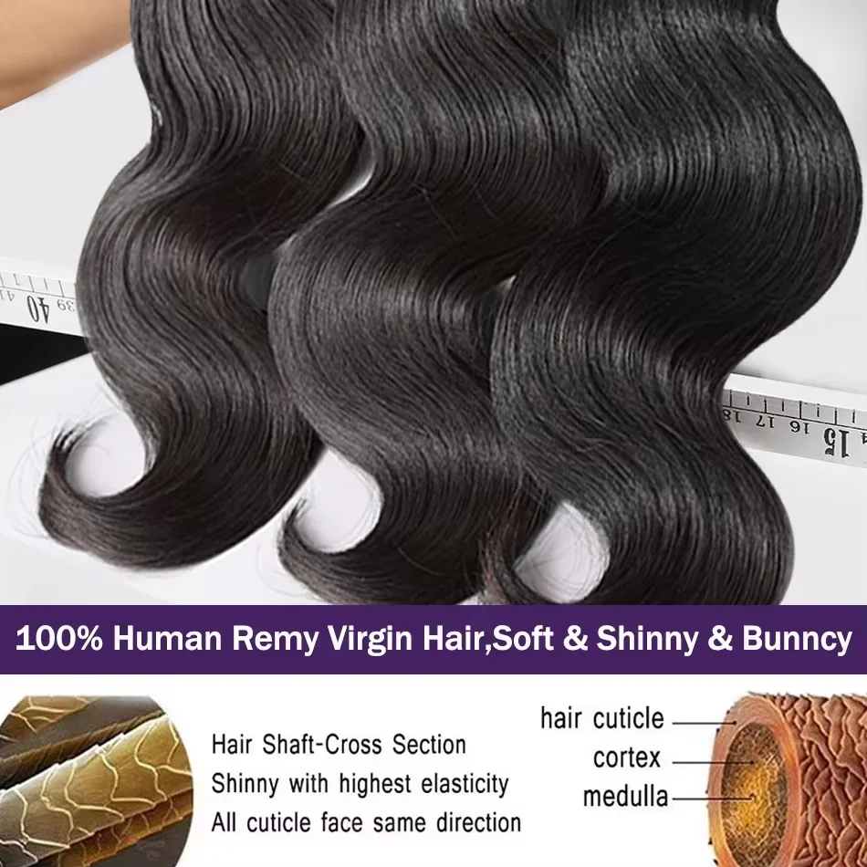 حزمة شعر بشري مموج 100% غير معالج عذراء برازيلية 3/4 حزم نسج مائي طبيعي تمديد لحمة مزدوجة 20-40 بوصة