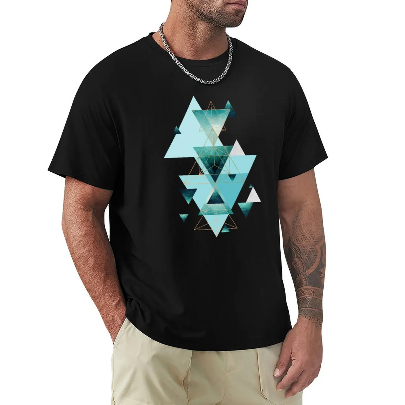 

Geometric Triangle Compilation in teal, aqua and rose gold T-Shirt blanks hippie clothes customs t shirt men