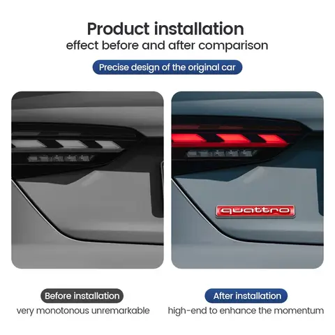 3D Metal QUATTRO Emblem Car Decoration Sticker Auto Accessories For Audi sline TT Q2 Q3 Q5 Q7 Q8 A3 A4 A5 A6 A7 R8 B5 B6 B7 B8 10 best sales audi sline stickers - №9