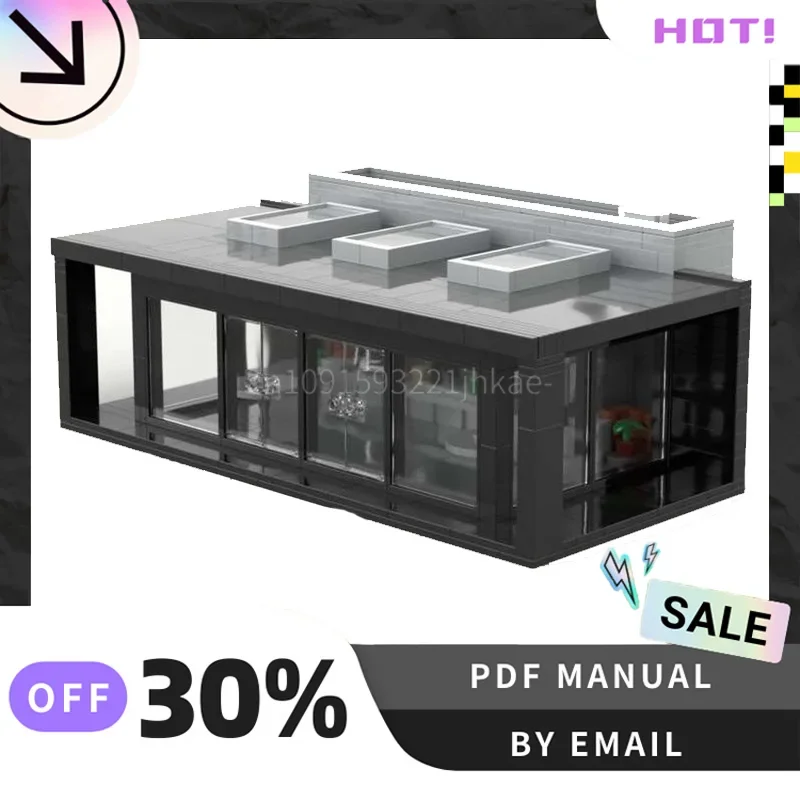 [569 peças] personalizado moc moderno café casa criativa blocos de construção conjunto haste brinquedo educativo diy modelo de construção kit aniversário