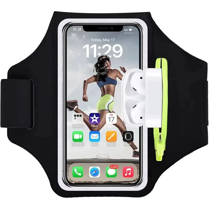 

Fitness Arm Bag Double Zipper Head Mobile Phone Earphone Storage Bag for IPhone 14 13 Pro Max Samsung Xiaomi Running Accessories