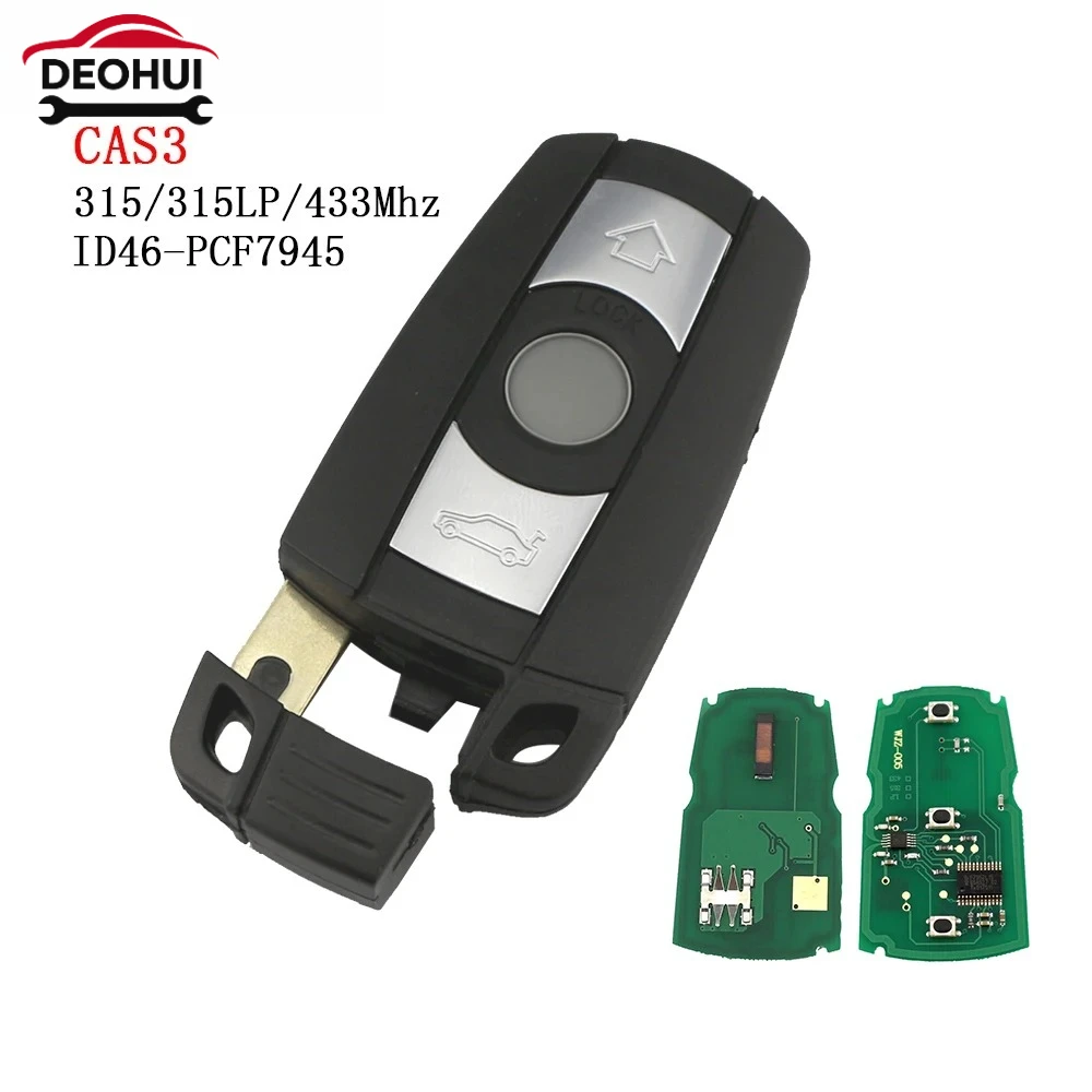 

3-кнопочный смарт-брелок с дистанционным управлением для BMW CAS3 1 3 5 7 серии X5 X6 E60 E90 E61 E87 E70 E71 Z4 315/433/868 МГц ID46 PCF7945 Чип