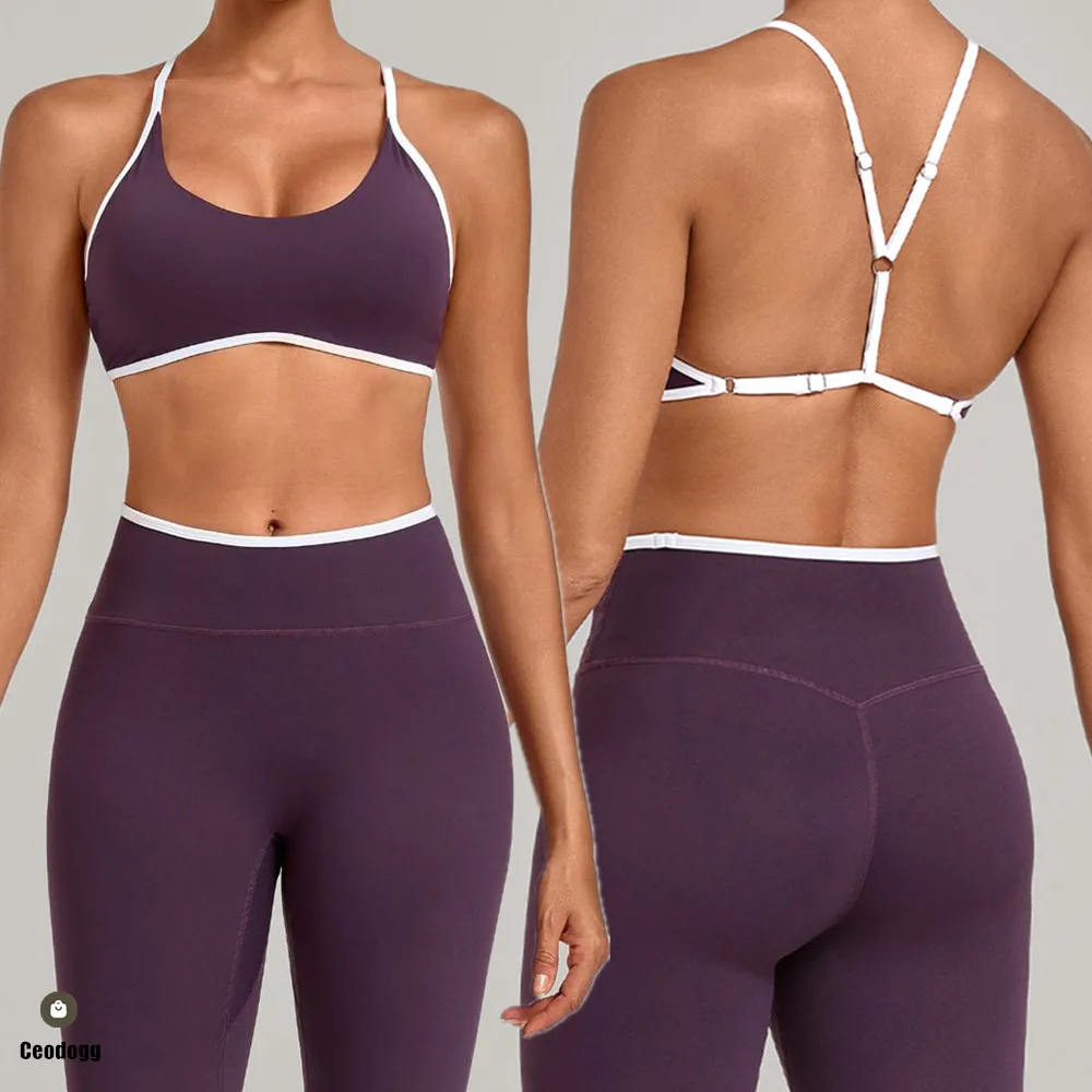 Halter Neck Adjust Back Women's Gym Workout Yoga Sports Bras Sports Tank Top Running Fitness Cups Athletic Built-in Bra XP58
