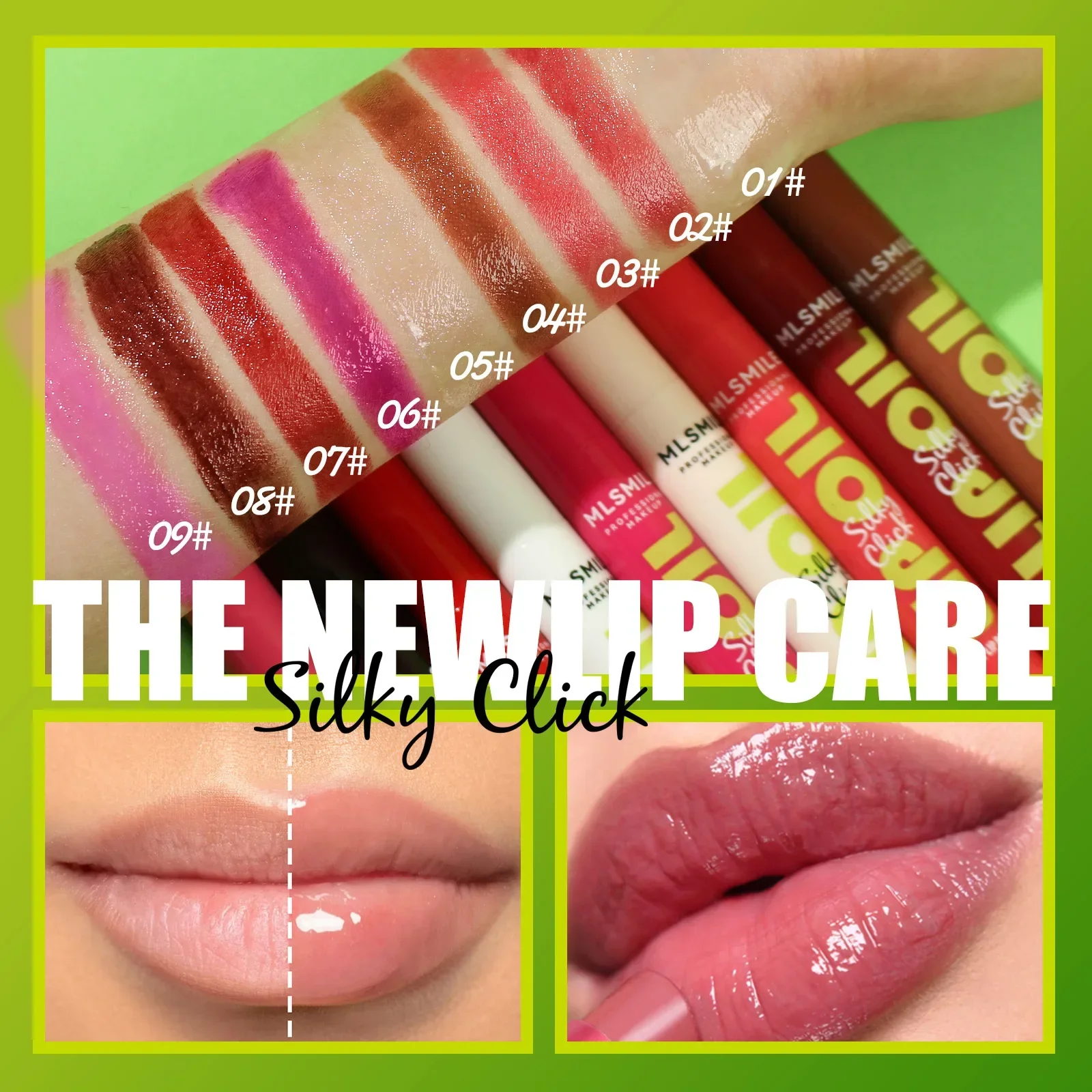 Espelho De Vidro Sólido Lip Glaze Set, Maquiagem Água Luz Gloss Stick, Batom Hidratante, Kit De Tint, Caneta De Óleo, 3Pcs por Caixa