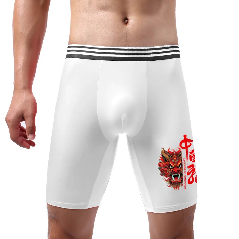 Große Männer Unterwäsche Boxershorts homme Eis Seide atmungsaktiv sexy Panites Mann drucken u konvexen Beutel Sport lange Bein Unterhose