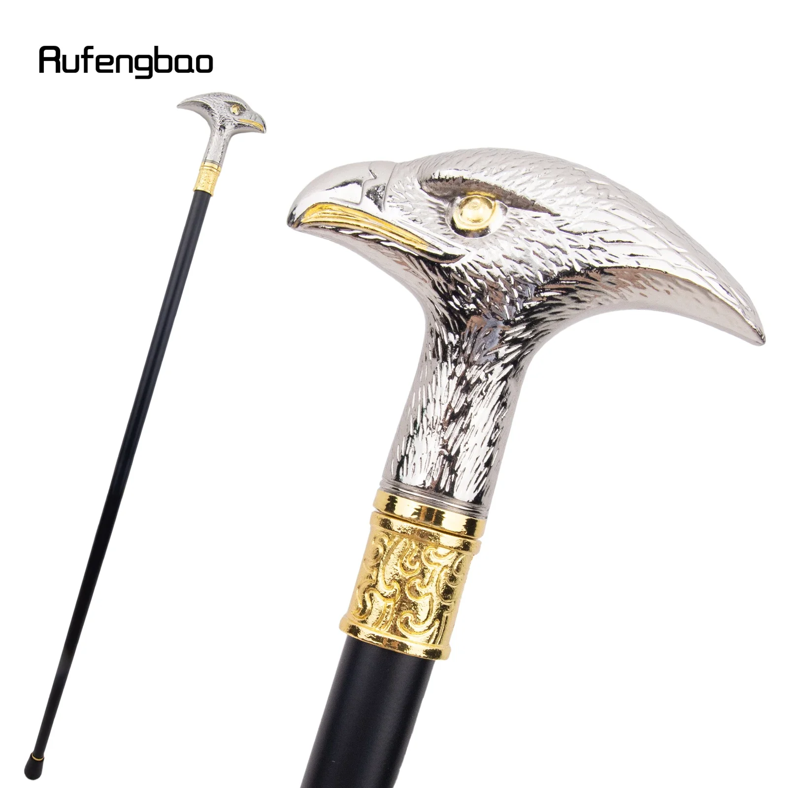

Golden White Eagle Head Single Joint Fashion Walking Stick Decorative Vampire Cospaly Party Walking Cane Halloween Crosier 93cm