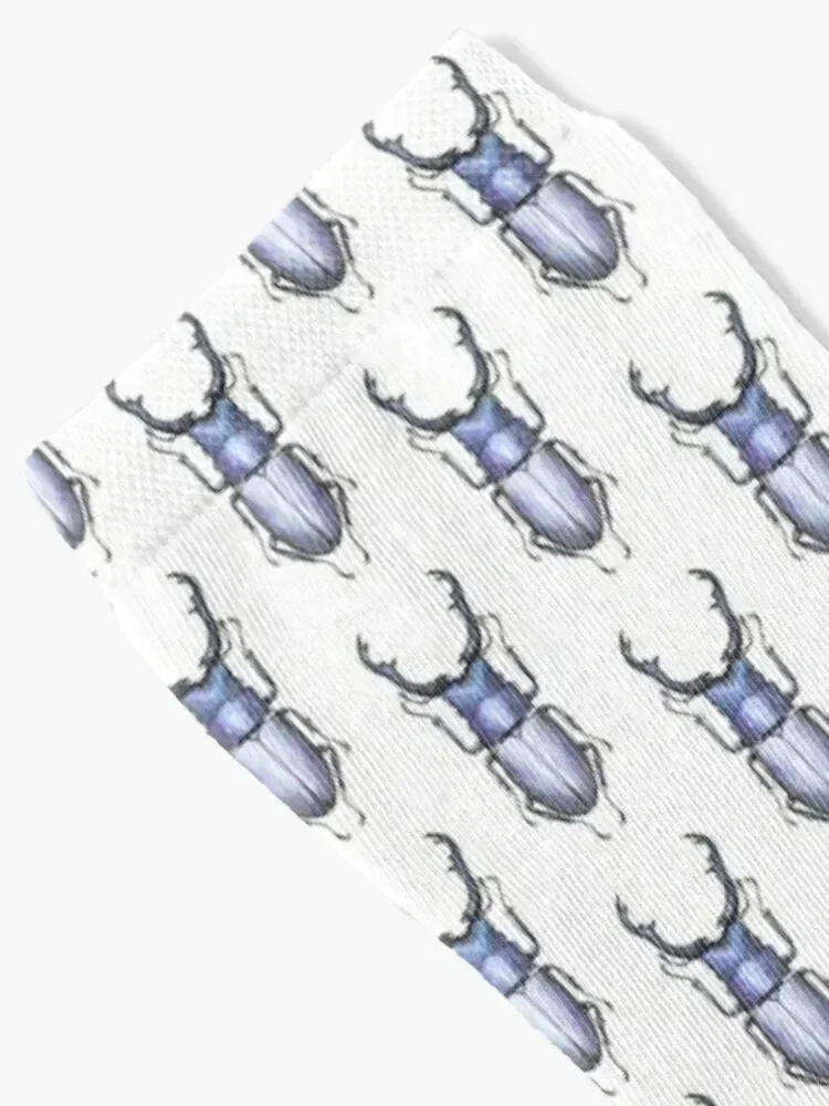 Watercolour Stag Beetle Socks cotton sheer Mens Socks Women's