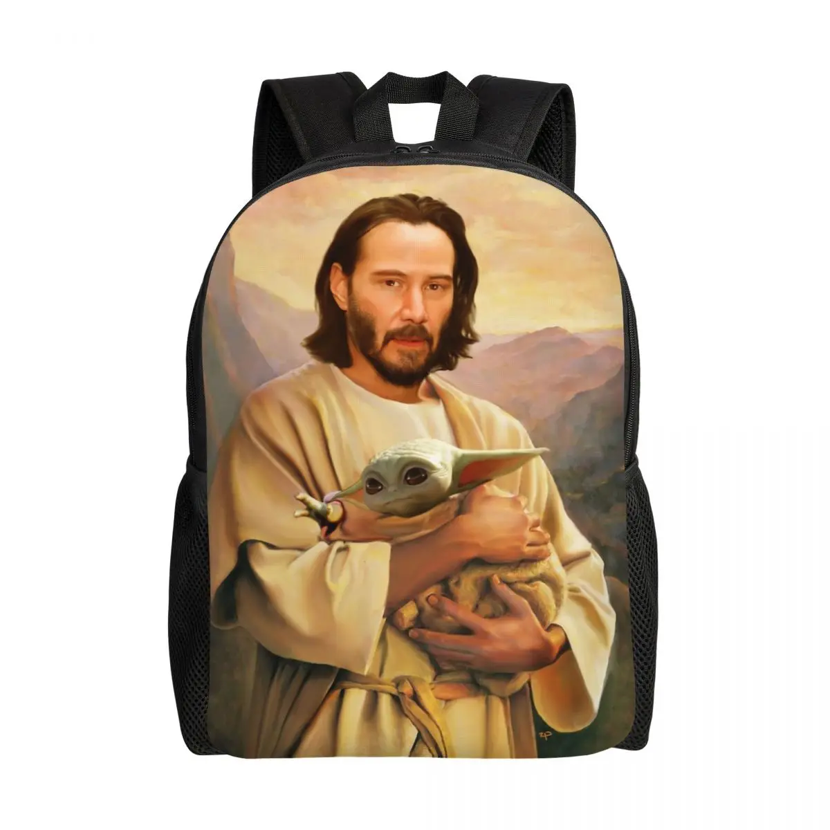 Jesus Saint Keanu Reeves And Baby Laptop Backpack Men Women Casual Bookbag for School College Students Bags