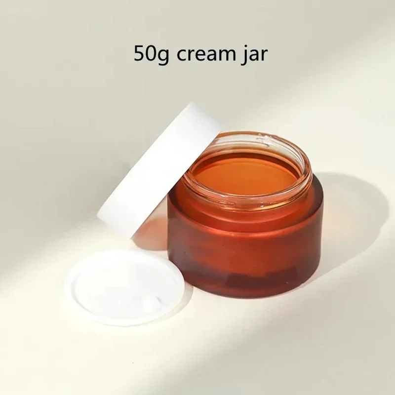 4/5pcs 50/100/120ml Brown Glass Skincare Bottles Cream Jar Lotion Pump Bottle Toner Bottle Empty Cosmetic Container Wholesale