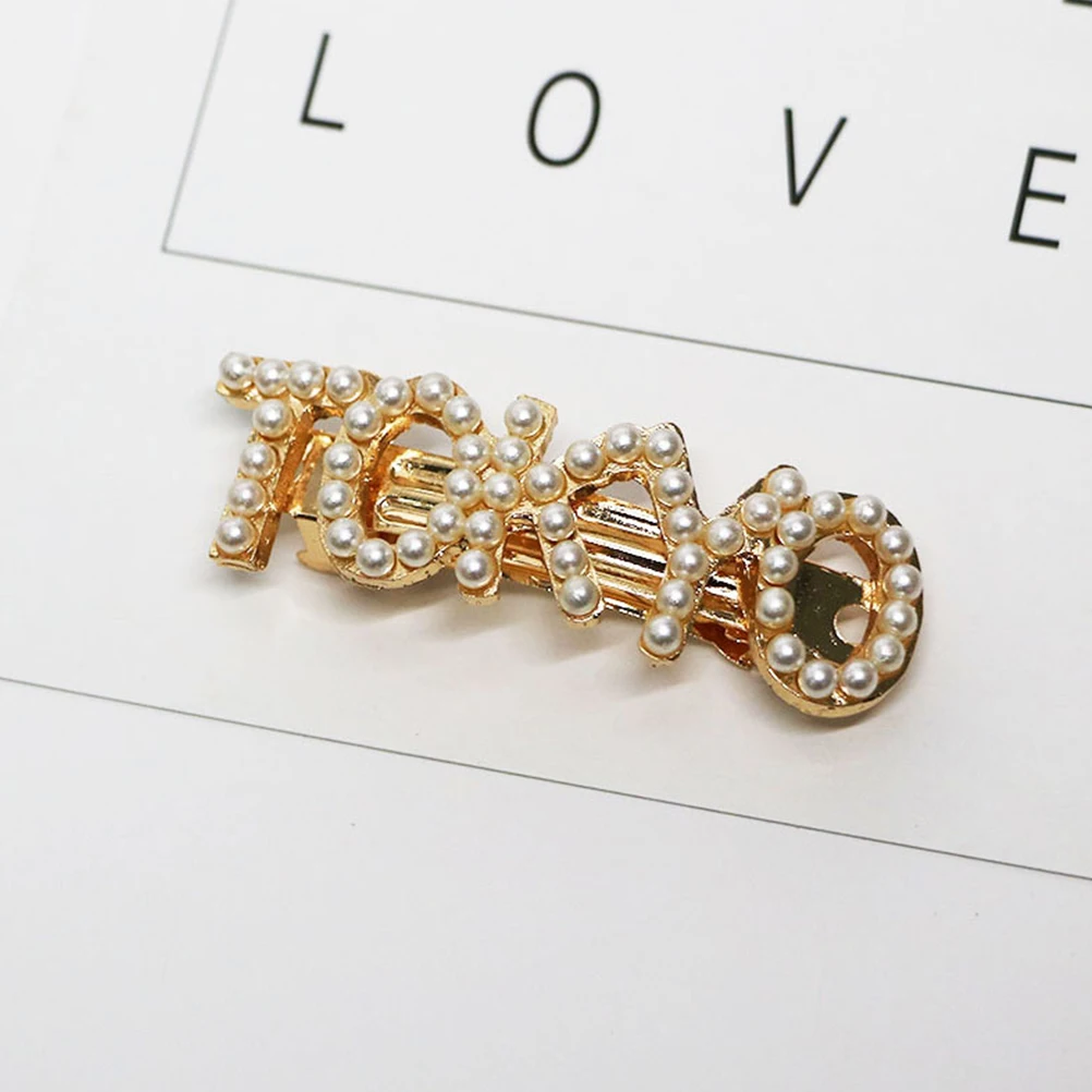 

4 Pcs Pearl Hair Clip Creative Barrette Girls Pin City Name Clips for Women Fancy Faux Perfect Workmanship Shining