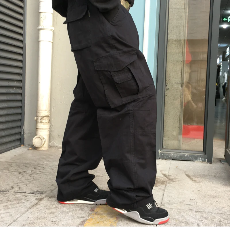 150kg Plus Size Fat Men's Work Cargo Pants Male Loose Multi-pocket Casual Straight Sports Trousers Outdoor Tactical Baggy Pants