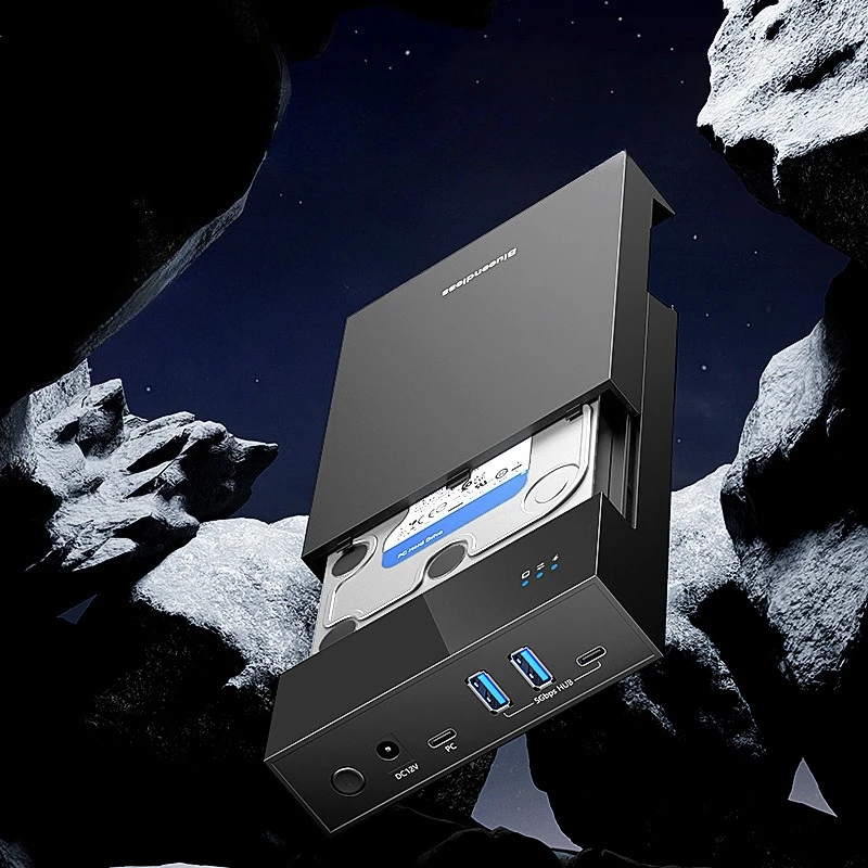 2.5/3.5 inch HDD/SSD Enclosure USB3.0 HUB Support 20TB USB Ports External Hard Drive Box for 3.5 2.5 Inch SATA SSD HDD Case