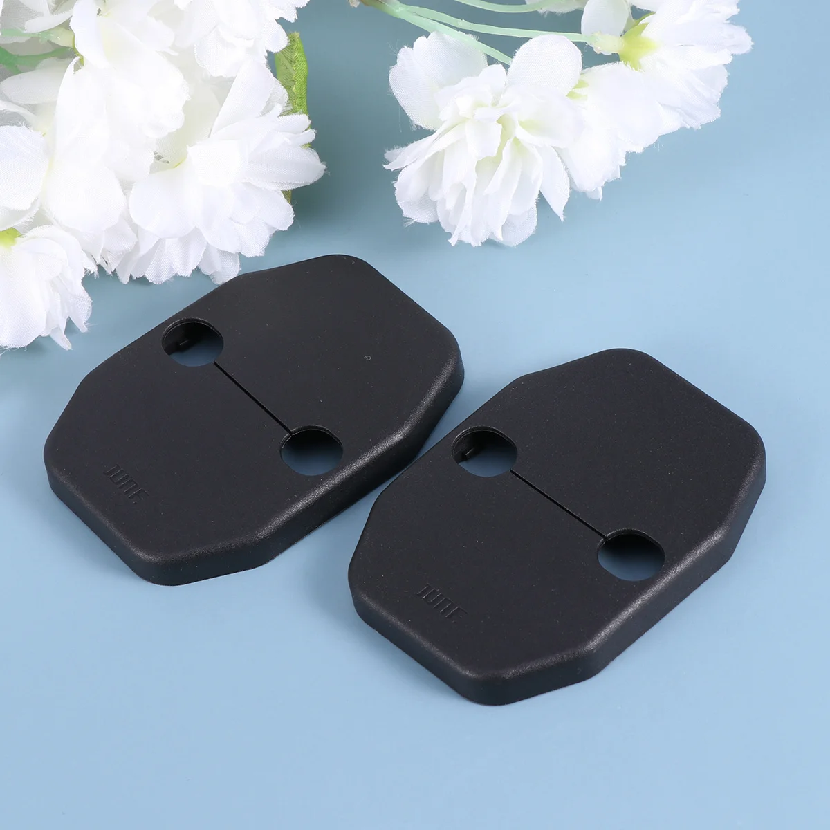 

4Pcs Black Car Door Lock Buckle Cover ABS Plastic Protection Trim Upgrade Vehicle Interior Look No Drilling Required