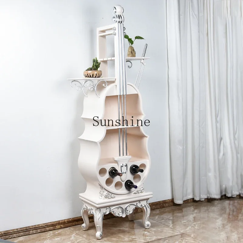 European solid wood wine cabinet against the wall, living room entrance decorative cabinet can be customized  FT