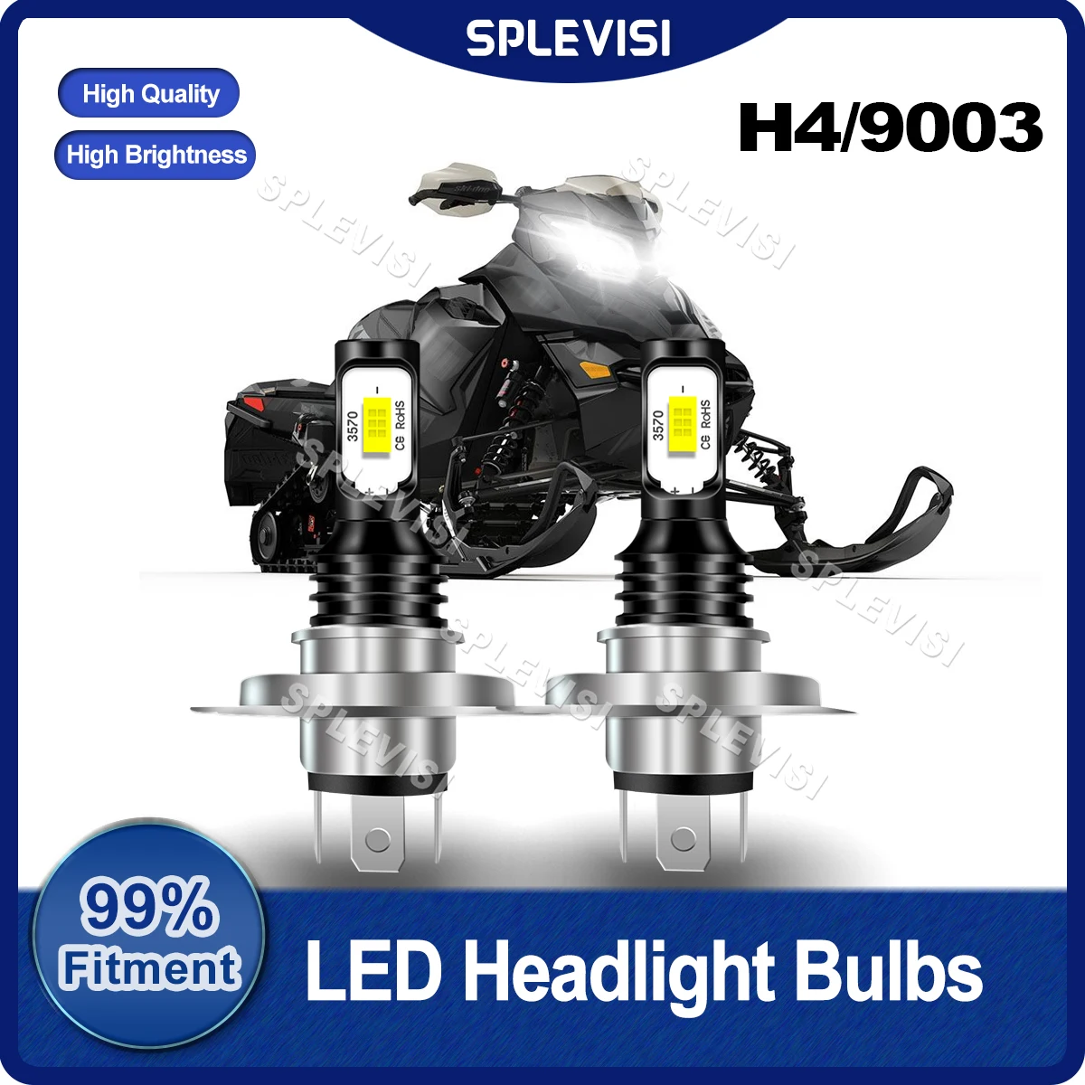 SPLEVISI Upgrade H4/9003 LED Headlight Bulbs 2x Brightness For Ski-Doo Renegade 800R 2010-2015 Ski-Doo Tundra R 1998-2005