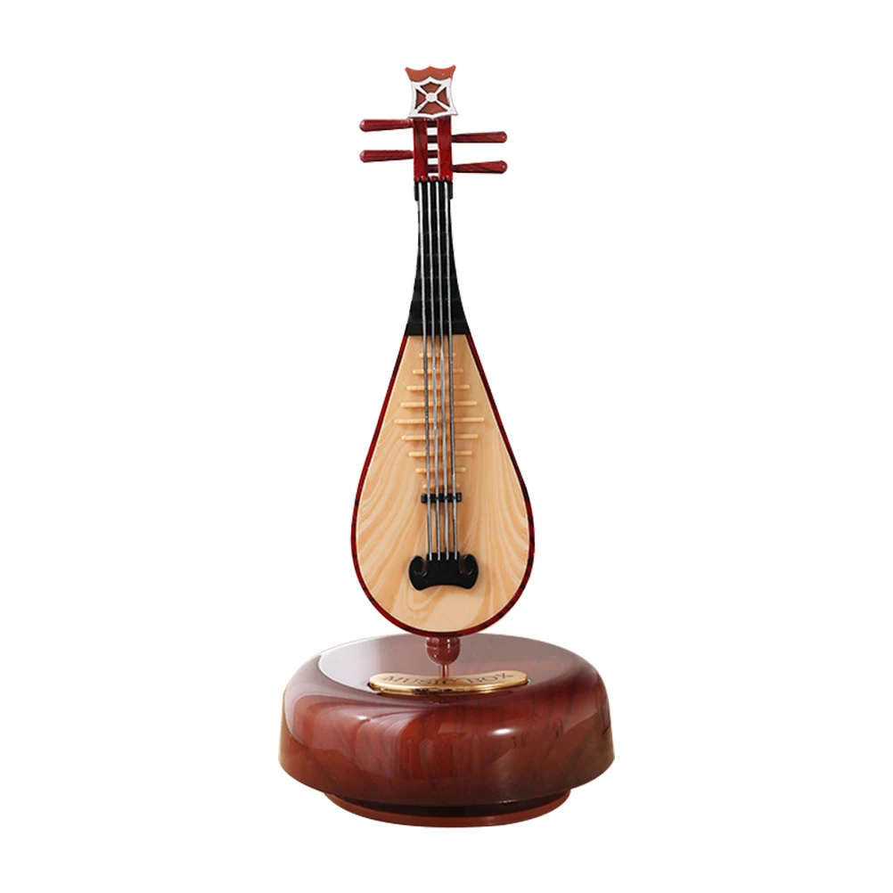 

Pipa Music Ornament Clockwork Music Box Creative Decor for Living Room Vintage Home Gift Musical Jewelry Collection
