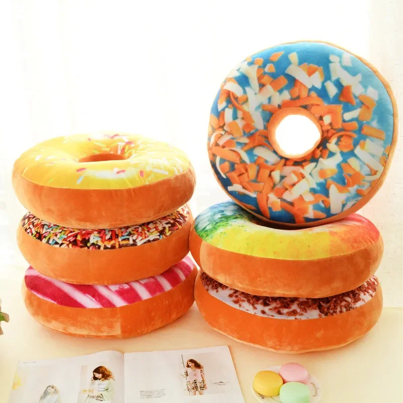 1Pcs Xmas 40cm Sofa Decorative Cute Simulation Cushion Soft Plush Pillow Without Stuffed Seat Pad  Donut Foods Cushion Case Toys