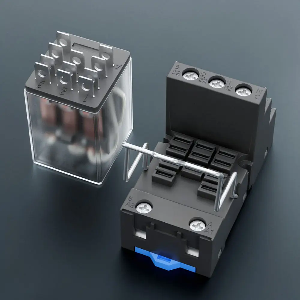 Electromagnetic Relay 30A 11 Pin Socket Compatible 12V 24V DC 220V AC Electrical Industrial Control Component Heavy Duty Switch