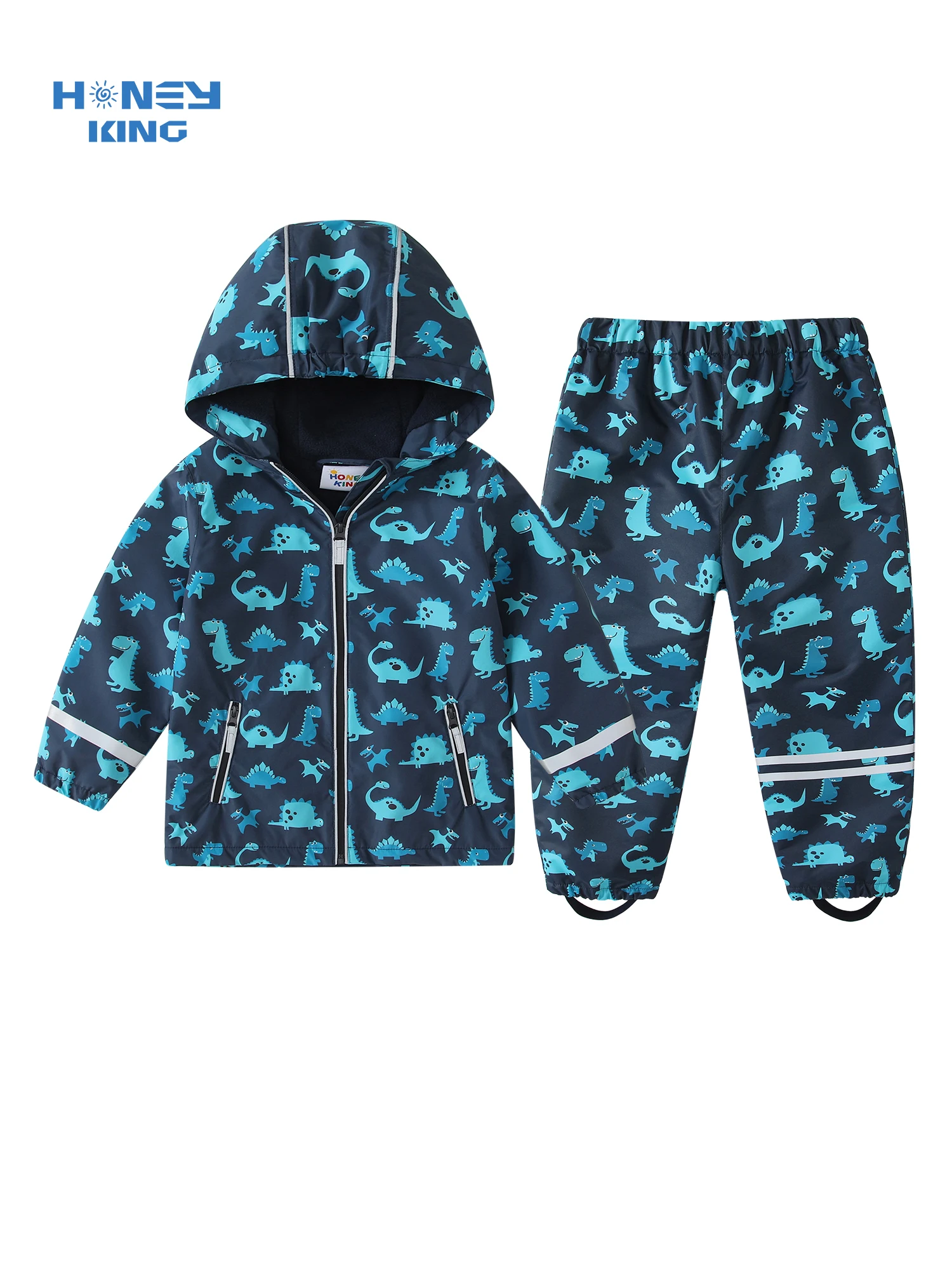 HONEYKING Baby Raincoat Suit Children's Clothing Set Waterproof Overalls Girls Jumpsuit Jacket And Rain Pants for Kids
