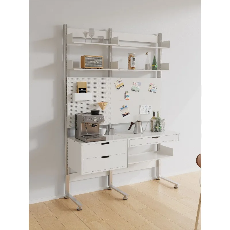 Bookcase aluminum profile non-punching shelf, open baffle storage rack, simple floor bookshelf
