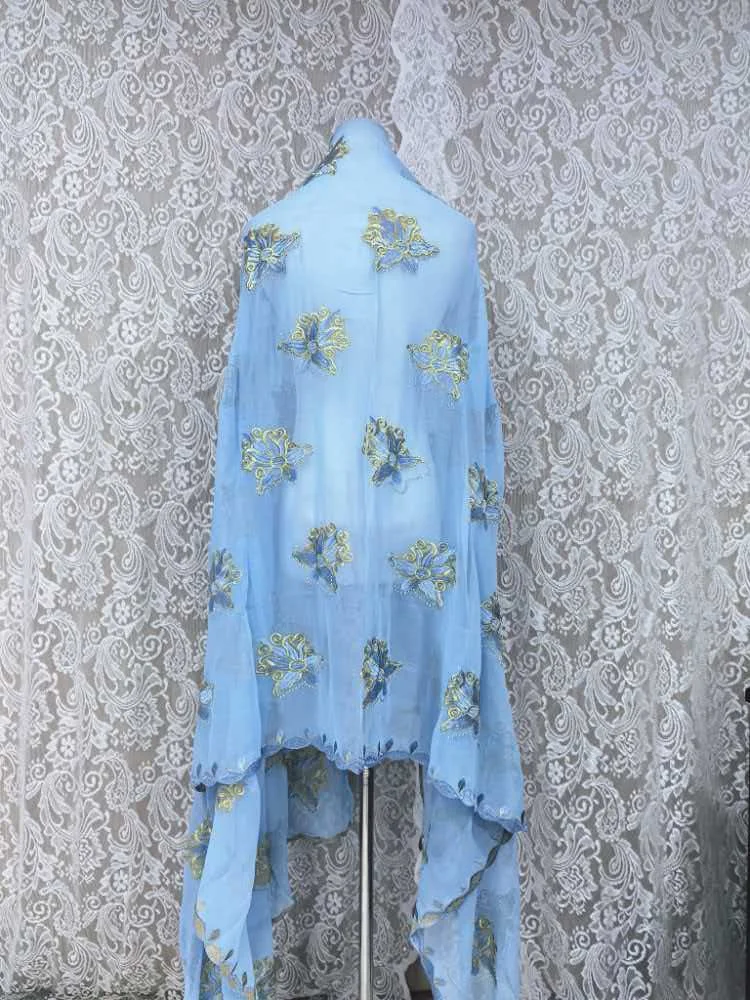 Schal Muslimische Afrikanische Tücher Chiffon Gute Qualität 2026 Neueste Afrikanische Muslimische Islamische Hijab Dubai Stickerei Schal Kashkha Dubai – Detail 10