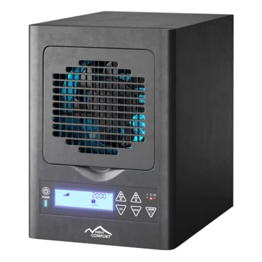 

BL3000 Ozone Air Purifier for home office: stainless steel, white, 6-stage UV/HEPA/ozone odor elimination with adjustable fan a