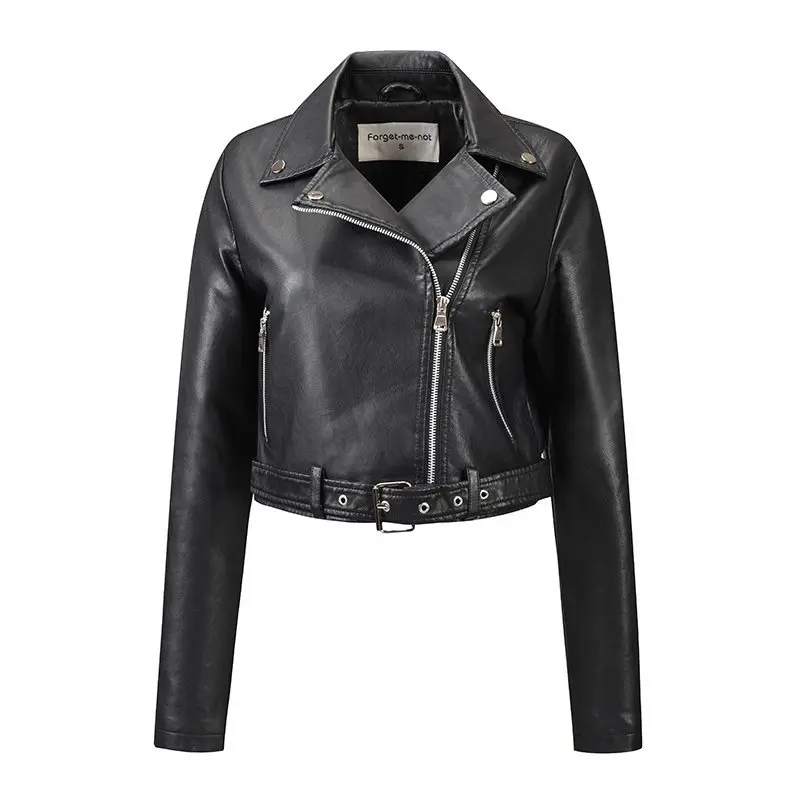 Fall 2026 Women's Short Fit Leather Jacket 3D Printed Stand Collar PU Fashion Versatile Ladies Outerwear Thick Synthetic Skin