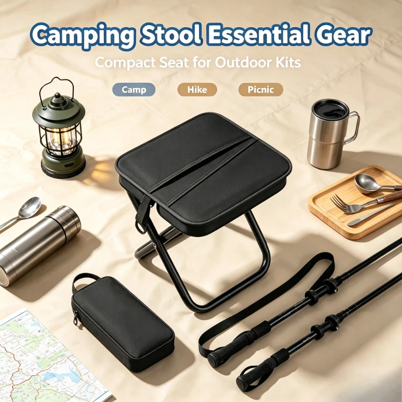 Portable Folding Camping Stool Loadbearing Lightweight Foldable Mini Chair  For Outdoor Fishing Hiking Picnic Queue Travel Rest