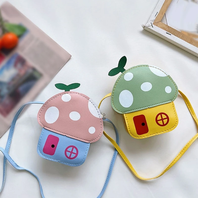 Kids Bag Cartoon Mushroom House Styling Coin Purse for Baby Girls Fashion Princess Shoulder Bag Girls Gifts