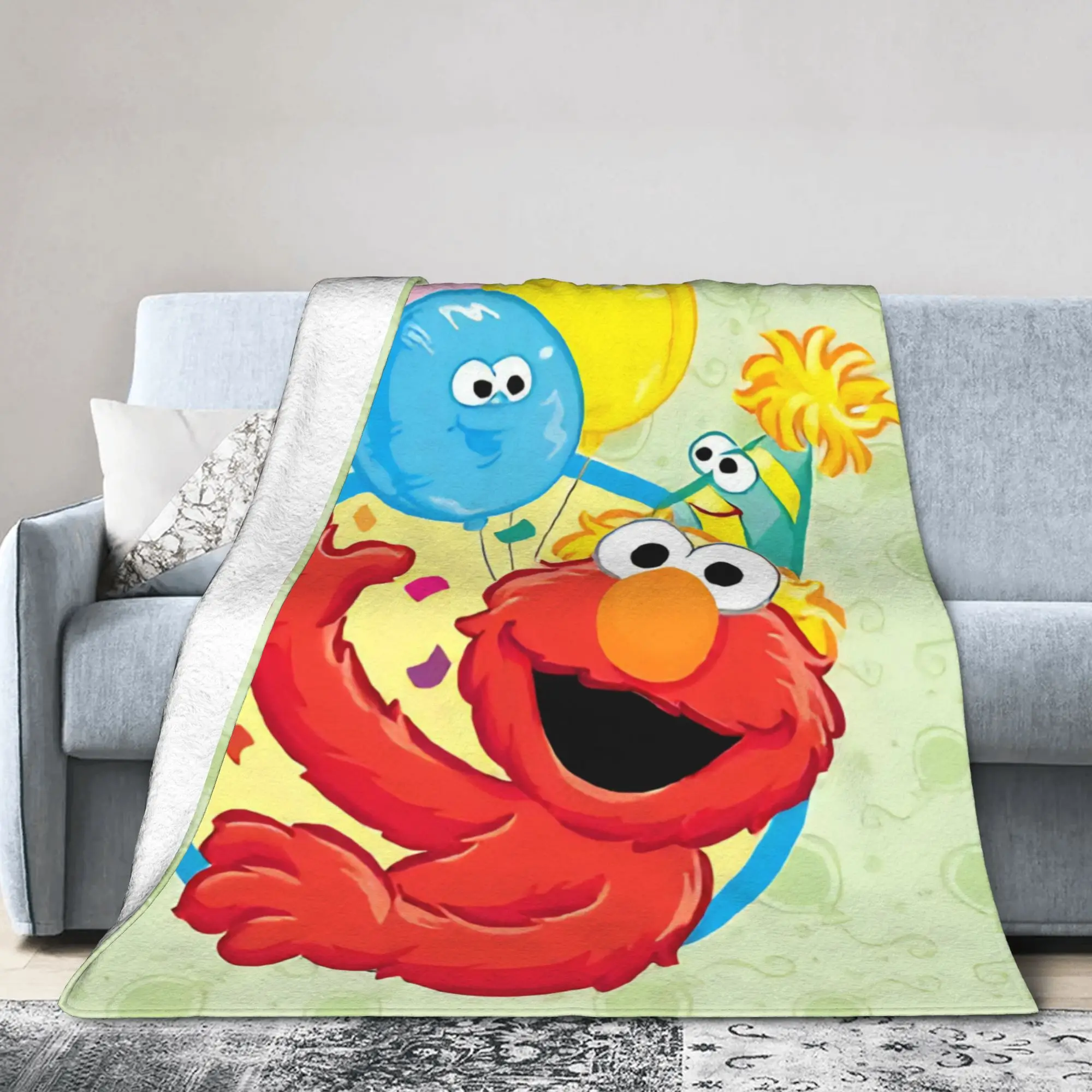 Sesames Streets  Blanket Elmo Birthday Fuzzy Throw Blankets Bedroom Sofa Printed Soft Warm Bedsprea,