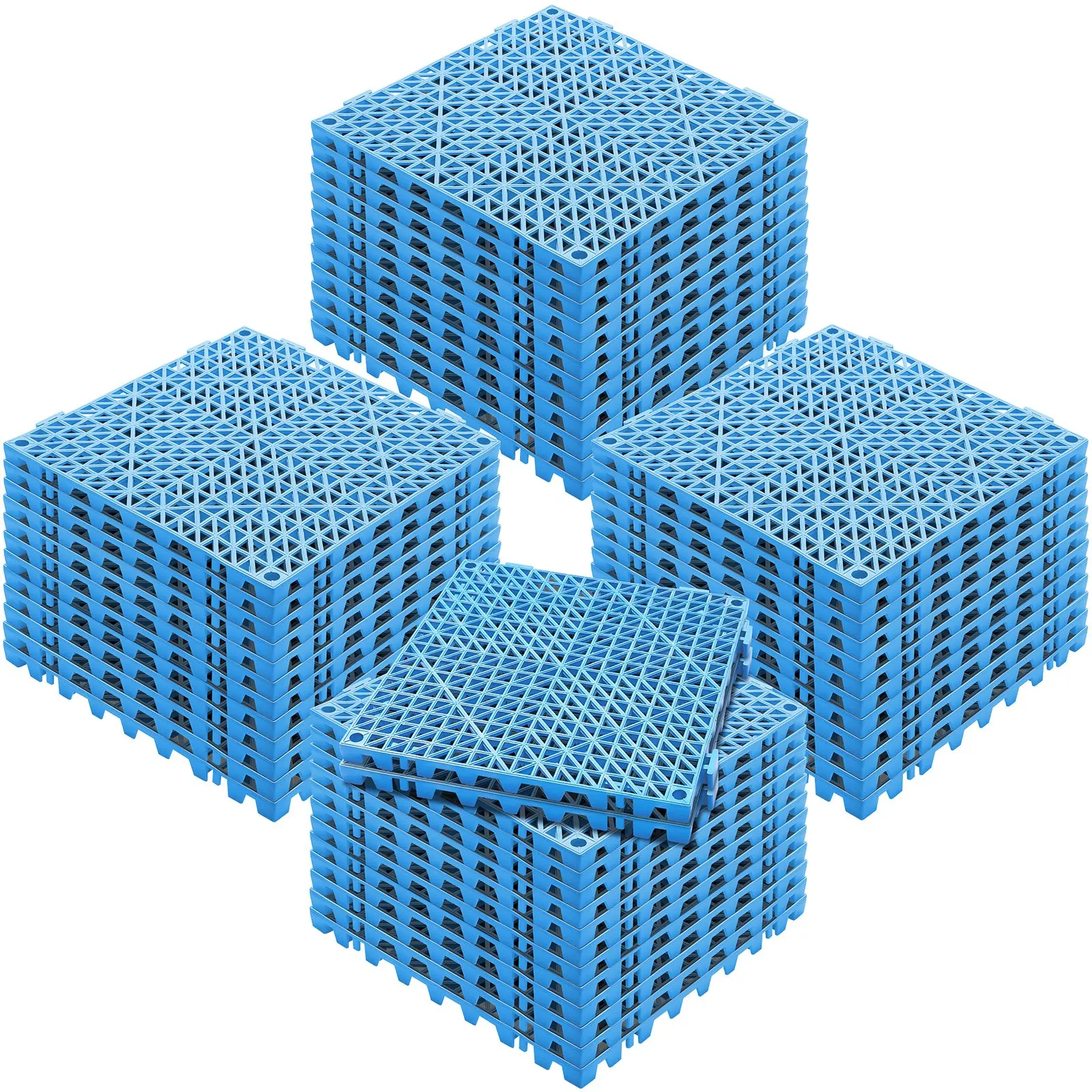 Azulejo intertravado 50 peças azul, emenda de telhas de drenagem, telhas de piso de drenagem intertravadas de pvc, furos de drenagem antiderrapantes