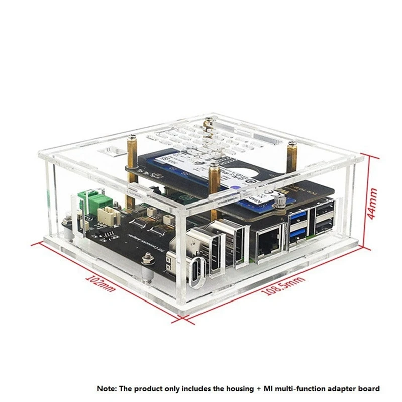 For Raspberry Pi 5 Case + Radiator Fan + -Compatible To HD Adapter Board Support Dual 4K Output Expansion Board