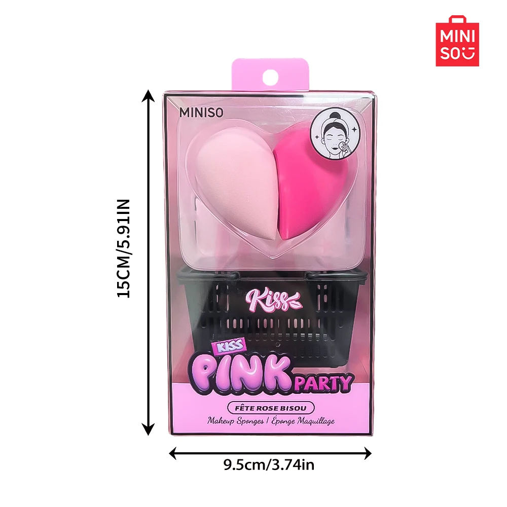 Paquete de 2 combinaciones de huevos de belleza MINIISO Pink Party Series: viene con cesta de almacenamiento para un fácil almacenamiento, uso húmedo y seco