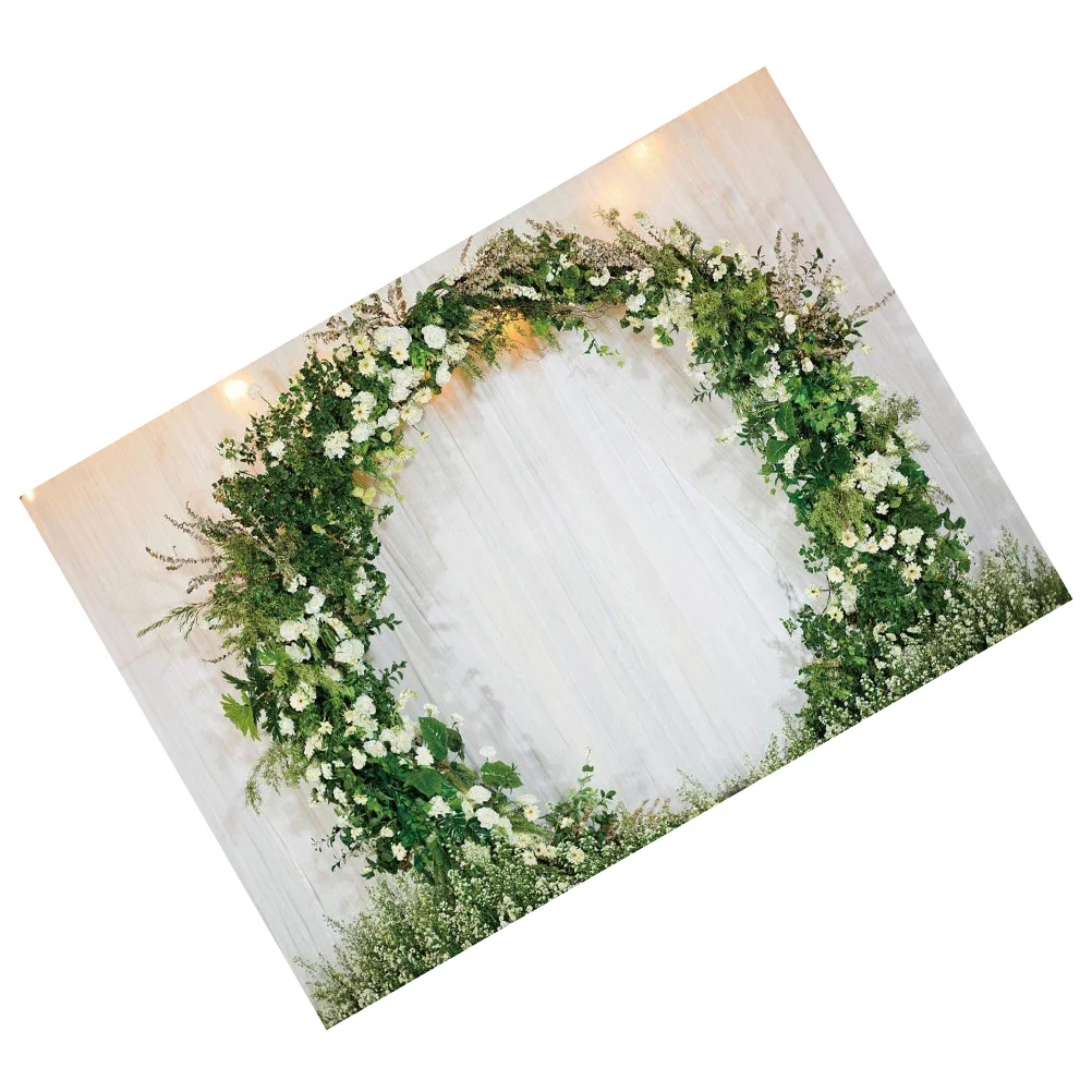 

Flower Garland Background Cloth Photography Backdrop Wreath Bridal Shower Wedding Party New Year Photo Booth Prop Non Fading