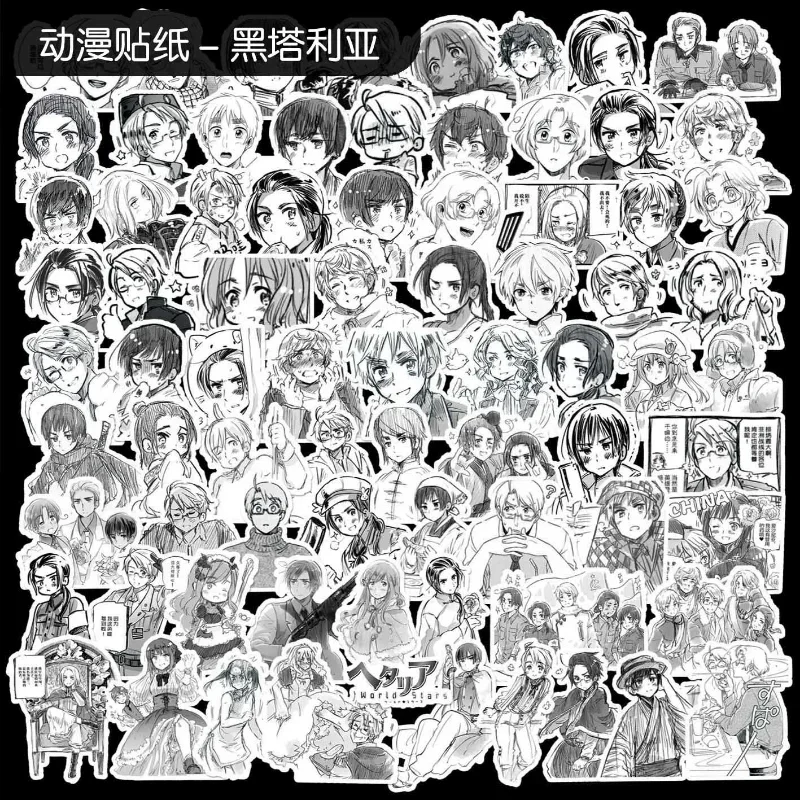 Axis Powers Hetalia Anime Sticker Ivan Alfred Arthur Aph Black White Manga Style Stickers School Supplies Ipad Phone Case Decor