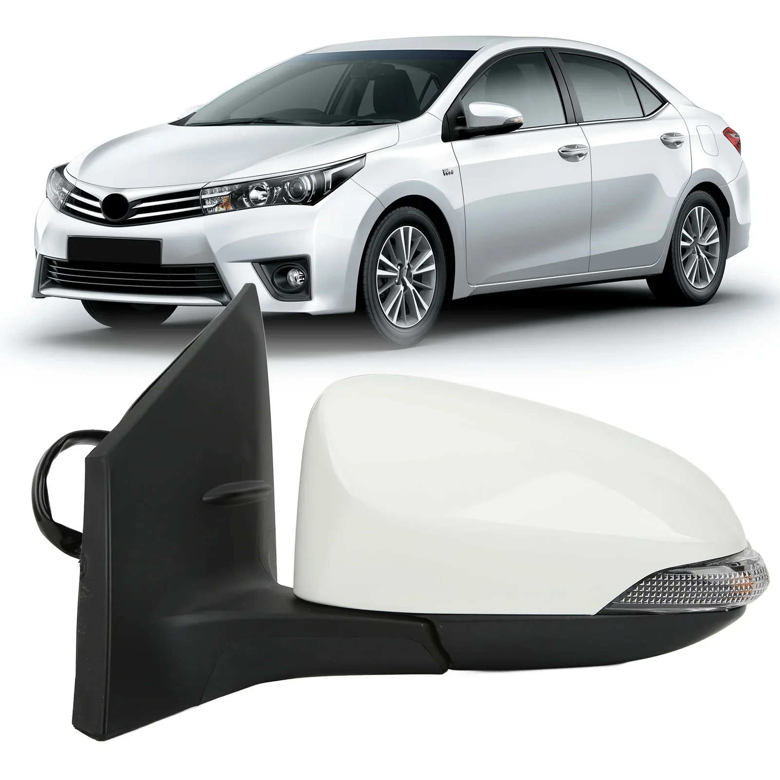 

White Left Door Mirror Power Mirror Mirror Assembly LHD 7 Wire For Toyota Corolla E170 2014-2019 Power Adjustment Heating