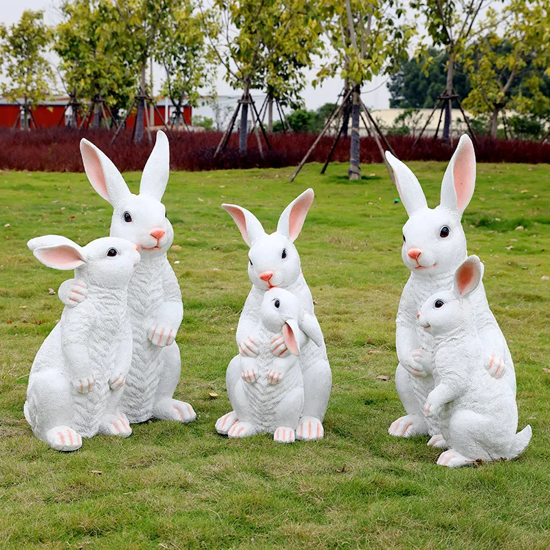 Real rabbit ornament fiberglass animal sculpture outdoor large public garden landscape sales office lawn decoration