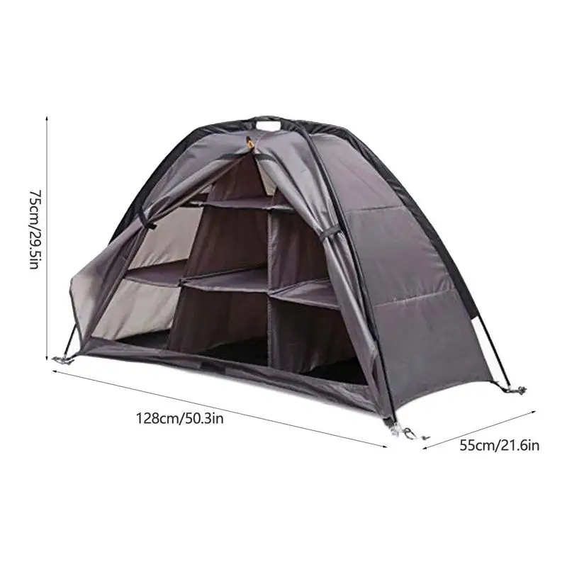 Outdoor Storage Shed 9 Grid Foldable Zipper Tent 210D Oxford Cloth Storage Supplies for Barbecue Camping and Outdoor Dining