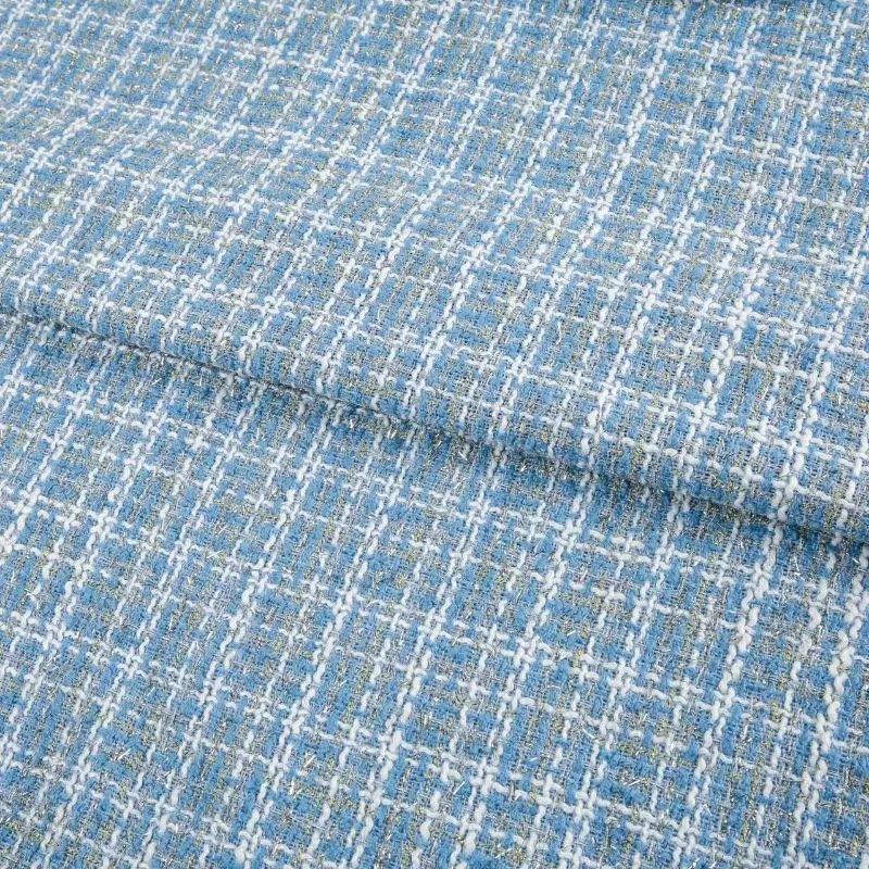 Tweed Fabric Per Meter for Coat Bag Skirt Bouquet Packaging Diy Sewing Needlework Cloth Sequin Plaid Soft Comfortable Black Pink view 5