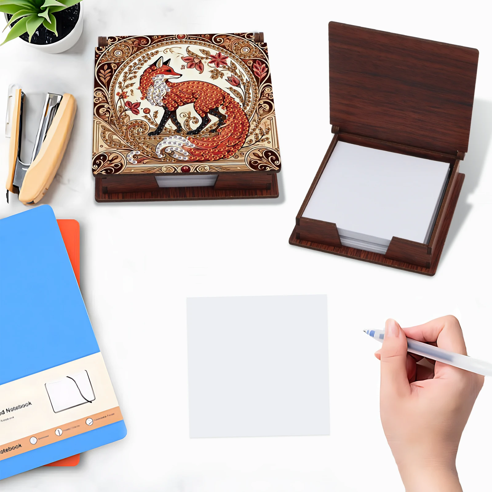 Special shaped Diamond Art Painting Sticky Note Box kits,Cute animals partial Diamond Art note box for Home Office decorate Gift view 3