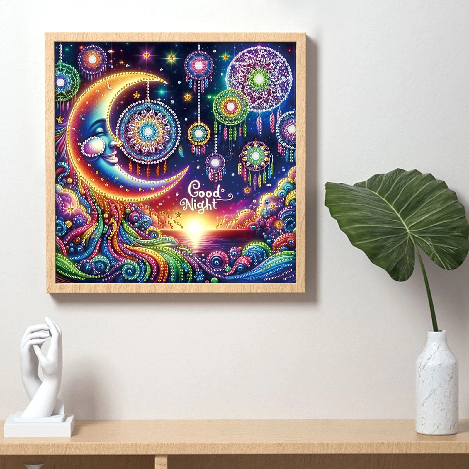 DIY Colorful Moon 5D Special Shape Diamond Art Kits for Beginners,Diamond Art Painting Kits for Home Wall Decoration Gift