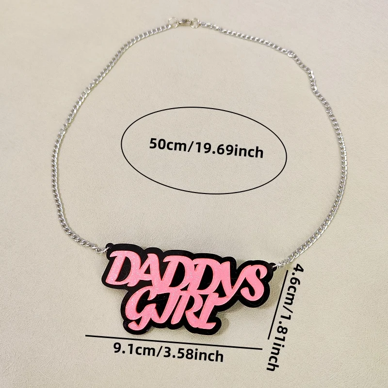 رسائل الحلو Daddys فتاة قلادة قلادة للنساء الوردي لطيف مجوهرات الاكريليك الملحقات