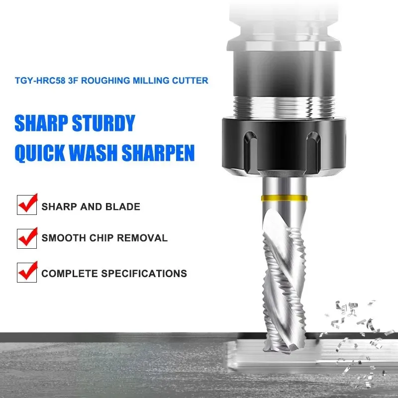 SHAZAM 4-schneidiger farbiger Ring Wolframstahl Hartmetall Schruppfräser Nano-Beschichtung für Aluminium/Stahl-Schaftfräser CNC-Werkzeuge – Detail 2