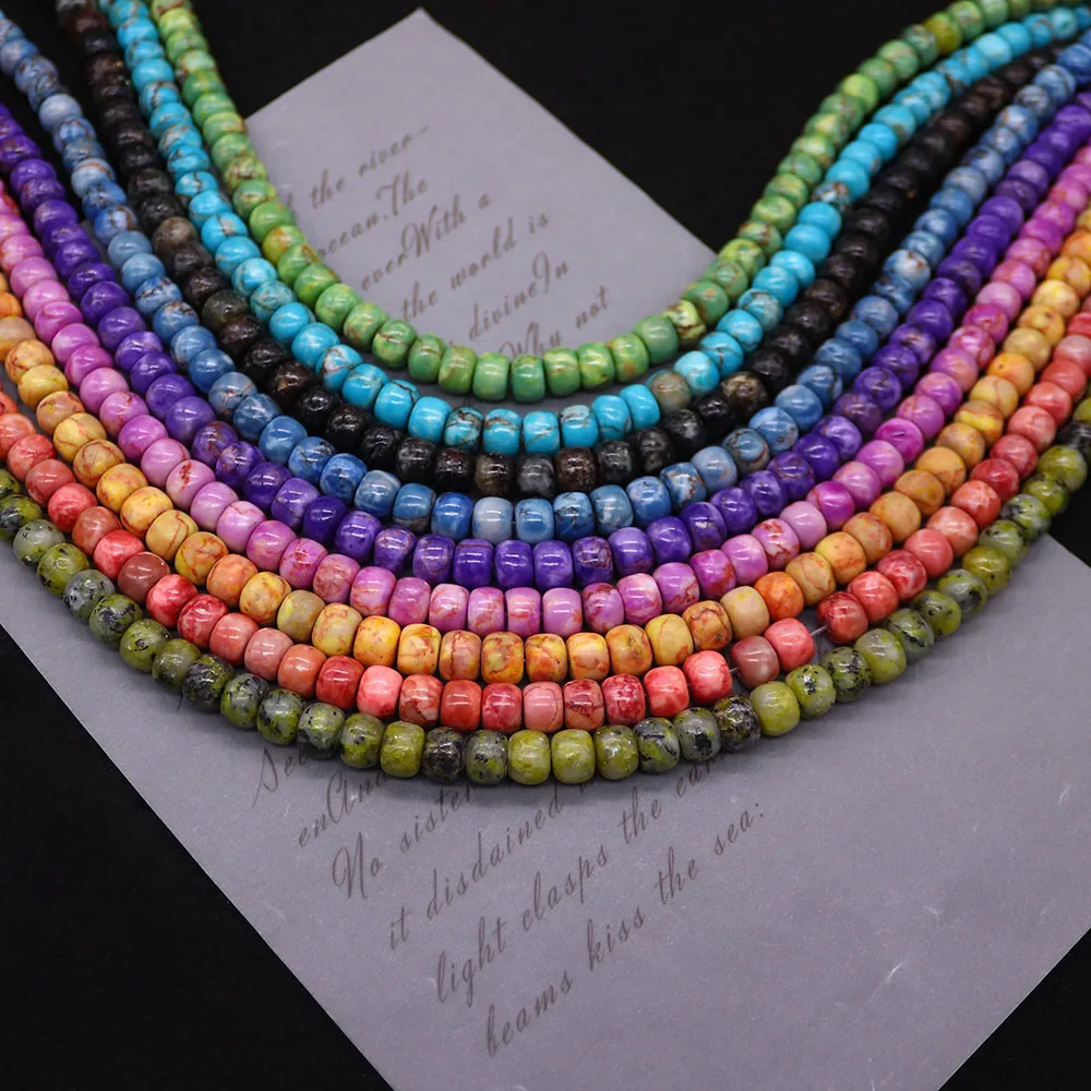 Natural Stone Colorful Abacus Wheel Beads Synthetic Imperial Stone Turquoise 38cm Bead Strand Semi-Finished Components Bracelets