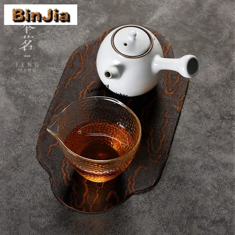 Embroidery Cloud Veil Double-sided Tea Table Mats Zen Drink Coaster Household Dinner Table Cloth Mat Teaset Accessories Craft