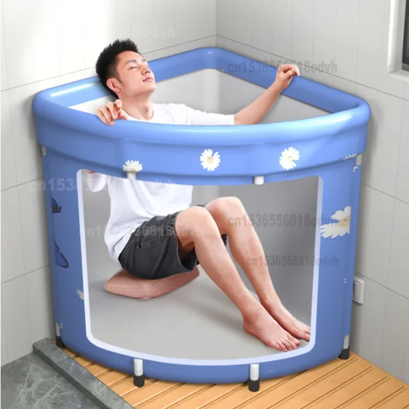 

Bathing Barrel Triangular Folding Bath Barrel Household Bathing Artifact Lazy Hot Spring Bath Children Tub Thickening Insulation