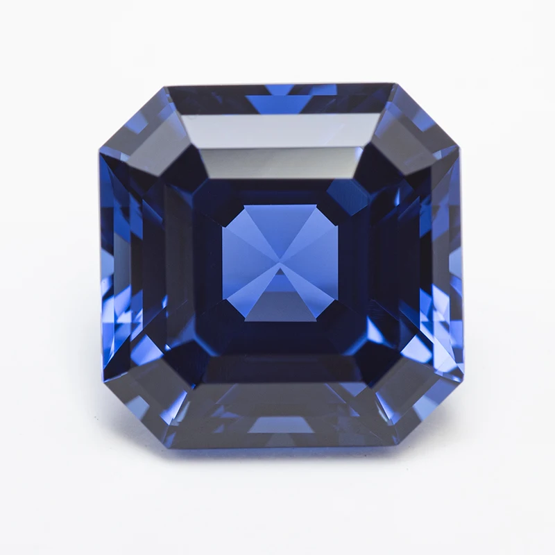 Lab Grown Sapphire Square Asscher Cut Royal Blue Color VVS1 Charms DIY for Jewelry Making Material Selectable AGL Certificate